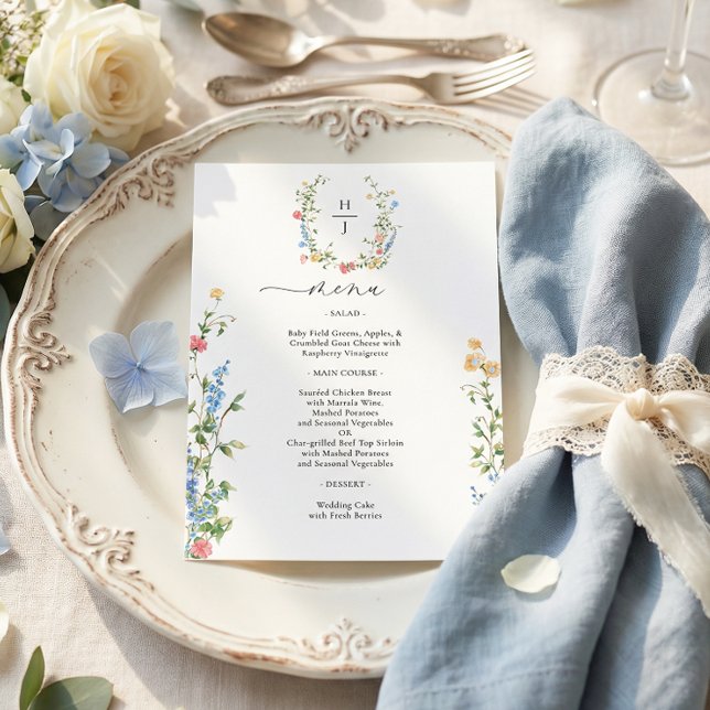 Elegant Colorful Wildflower Wedding Menu (Creator Uploaded)