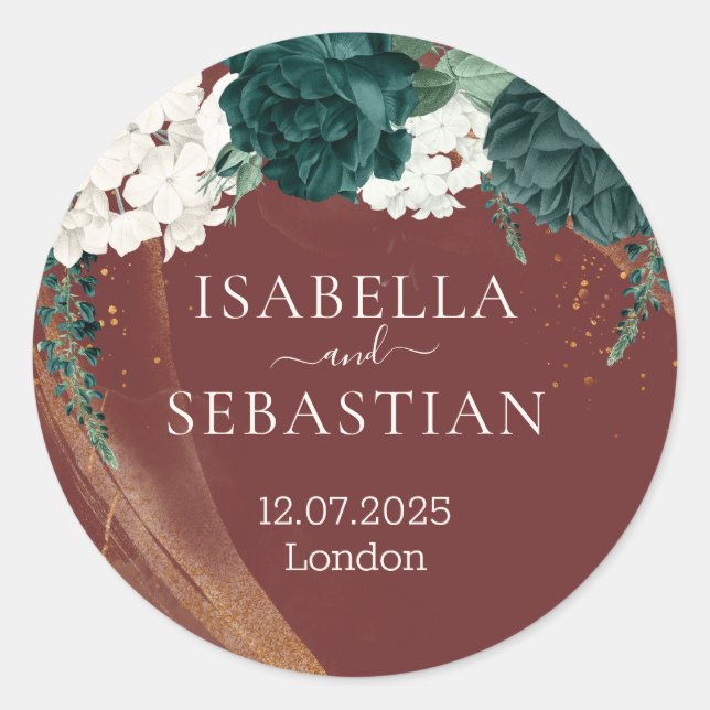 Elegant Colour Rose Floral Classic Round Sticker (Front)