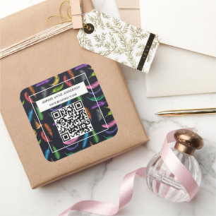 Elegant Coloured Feathers Your Logo Slogan   Square Sticker