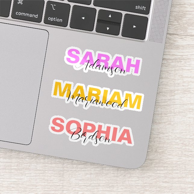 Elegant Coloured Full Name Stickers for Girls (Detail)