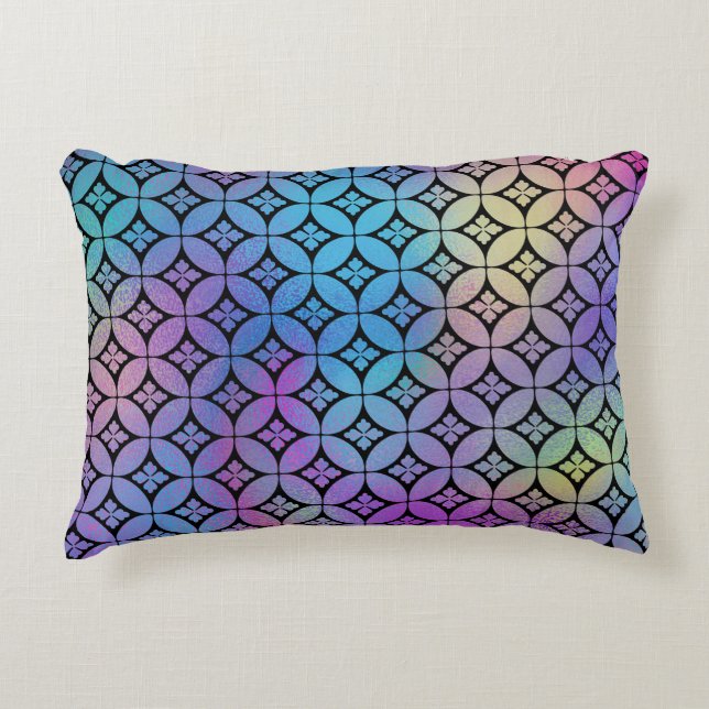 Elegant Colourful Abstract Floral Circles Pattern Decorative Cushion (Front)