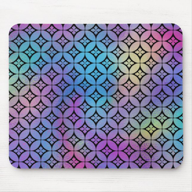 Elegant Colourful Abstract Floral Circles Pattern Mouse Mat (Front)