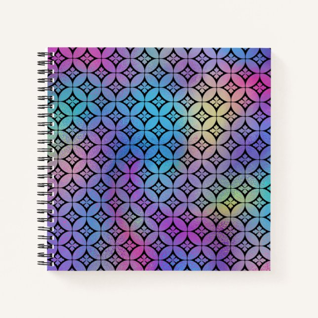 Elegant Colourful Abstract Floral Circles Pattern Notebook (Front)