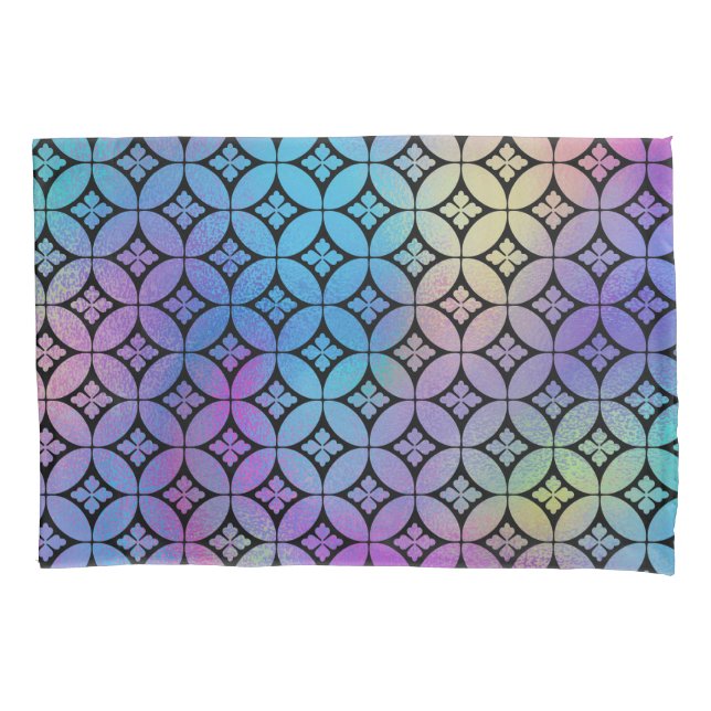 Elegant Colourful Abstract Floral Circles Pattern Pillowcase (Front-Left)