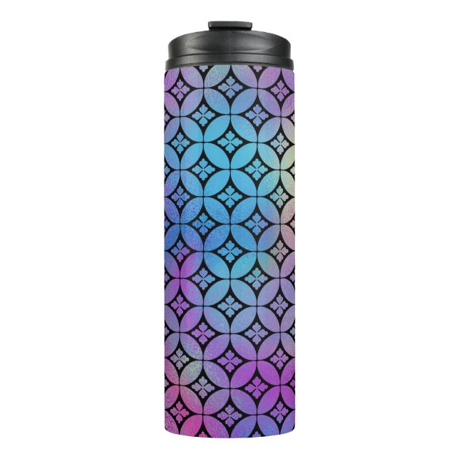 Elegant Colourful Abstract Floral Circles Pattern Thermal Tumbler (Front)