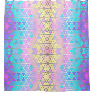 Elegant colourful Abstract Holographic Triangles  Shower Curtain