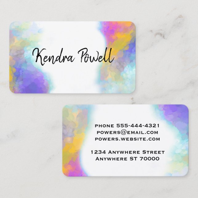 elegant colourful abstract painted design custom business card (Front/Back)