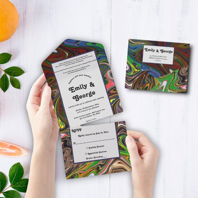 Elegant Colourful Abstract Painting Modern Wedding All In One Invitation (Creator Uploaded)
