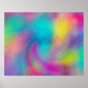 Elegant Colourful Abstract Rainbow Glitter Artwork Poster