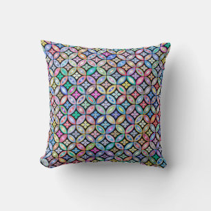 Elegant Colourful Abstract Stained Glass Pattern Cushion