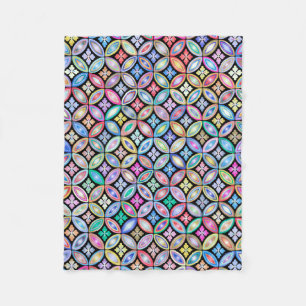 Elegant Colourful Abstract Stained Glass Pattern Fleece Blanket