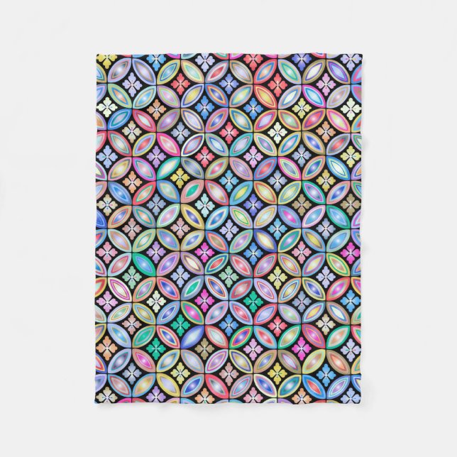 Elegant Colourful Abstract Stained Glass Pattern Fleece Blanket (Front)