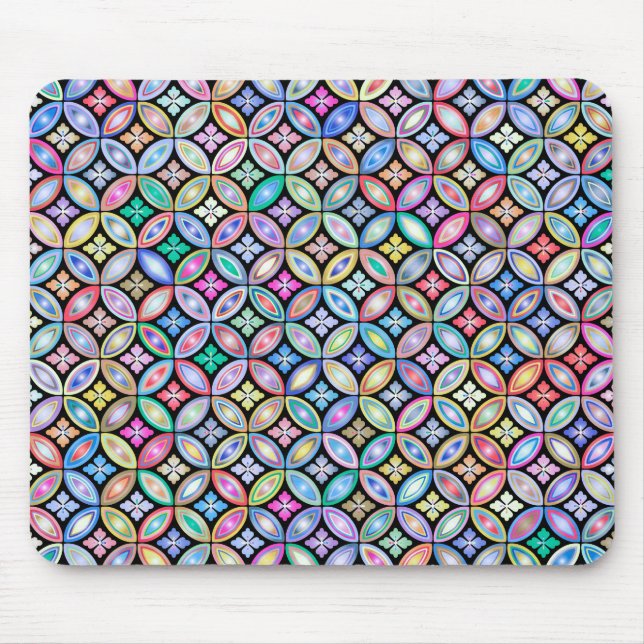 Elegant Colourful Abstract Stained Glass Pattern Mouse Mat (Front)