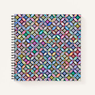 Elegant Colourful Abstract Stained Glass Pattern Notebook