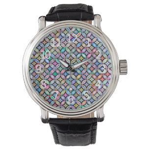 Elegant Colourful Abstract Stained Glass Pattern Watch