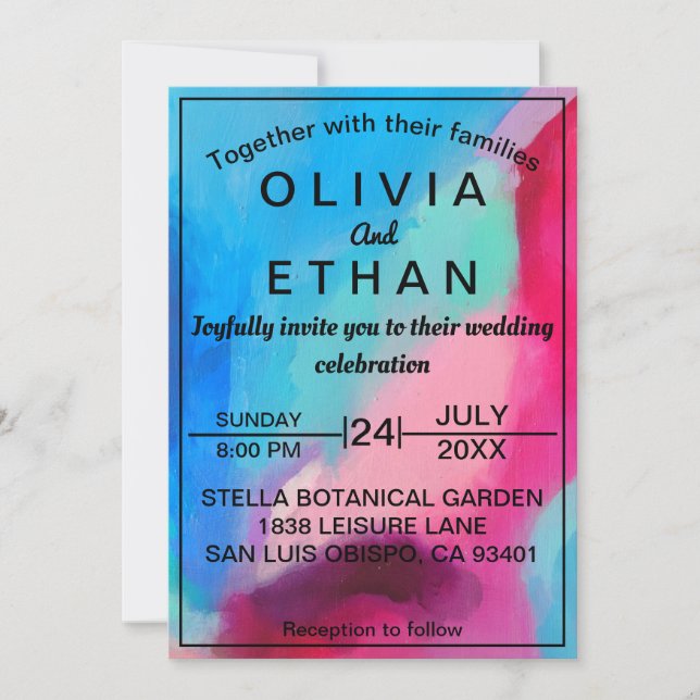 Elegant colourful abstract Wedding Invitation (Front)