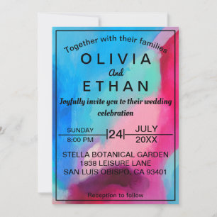 Elegant colourful abstract Wedding Invitation
