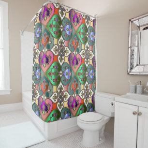 Elegant Colourful Arabesque Abstract Art Shower Curtain