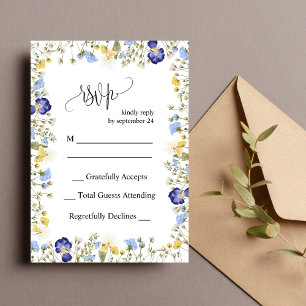 Elegant Colourful Autumn Floral Wedding RSVP Card