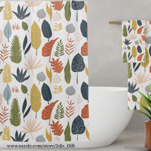 Elegant colourful Autumn leaf pattern brown green Shower Curtain