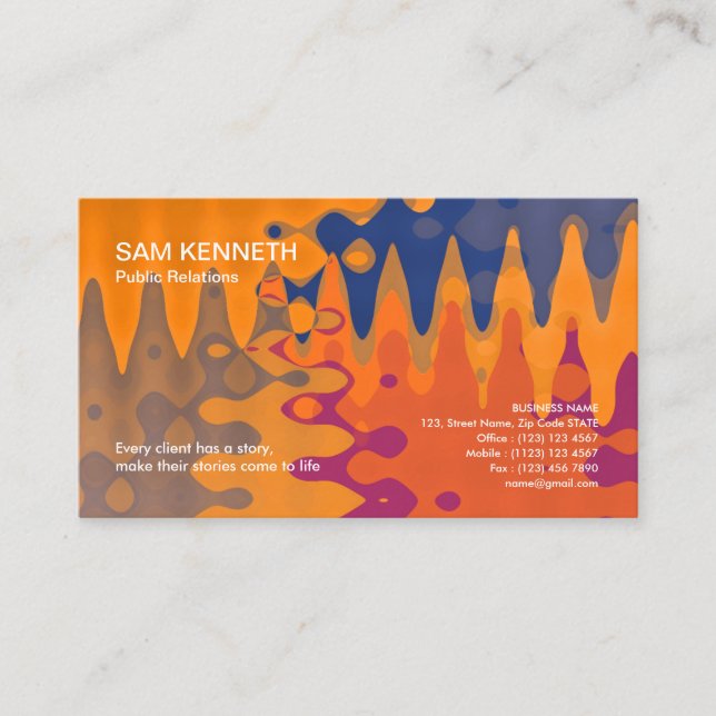 Elegant Colourful Batik Motif Art PR Business Card (Front)