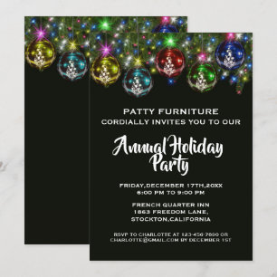 Elegant Colourful Bauble Corporate Christmas Party Invitation