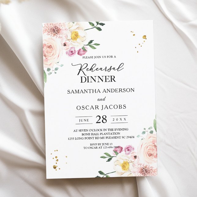 Elegant Colourful Beauty Flowers & Gold Drops Invitation (Creator Uploaded)