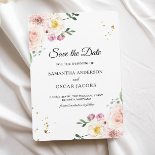 Elegant Colourful Beauty Flowers * Gold Drops Save The Date