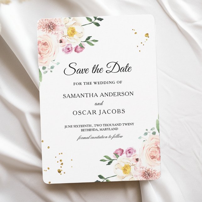 Elegant Colourful Beauty Flowers * Gold Drops Save The Date (Creator Uploaded)