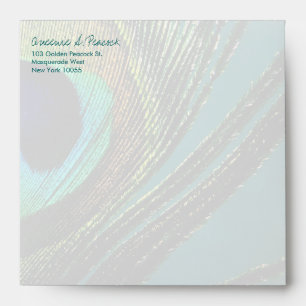 Elegant Colourful Bohemian Peacock Feather Photo Envelope