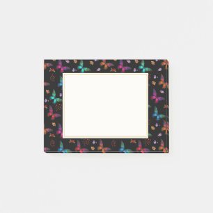 Elegant Colourful Butterflies on Black Post-it Notes