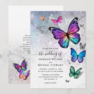 Elegant Colourful Butterfly Wedding Invitation