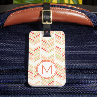 Elegant Colourful Chevron Pattern With Monogram Luggage Tag