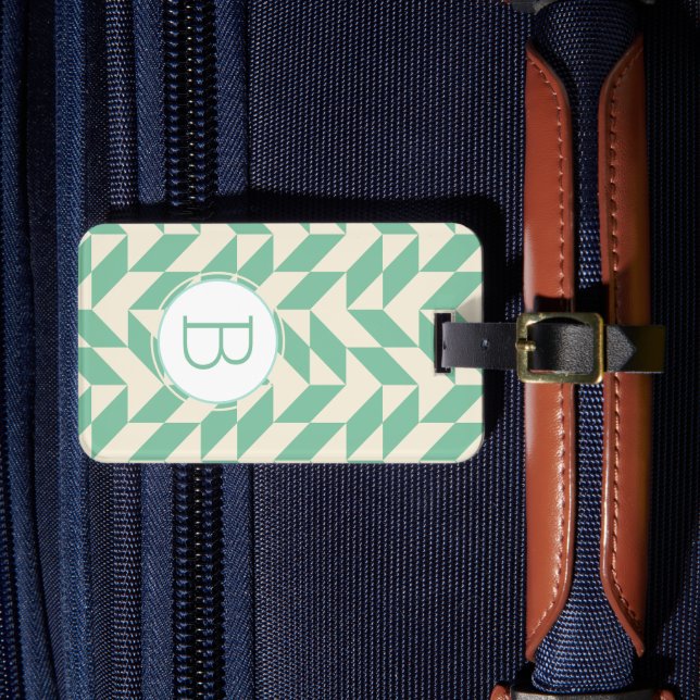 Elegant Colourful Chevron Pattern With Monogram Luggage Tag (Front Insitu 4)