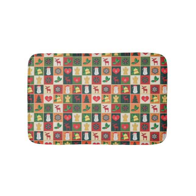Elegant Colourful Christmas Pattern | Bath Mat (Front)