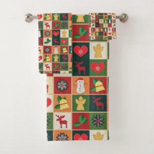 Elegant Colourful Christmas Pattern Bath Towel
