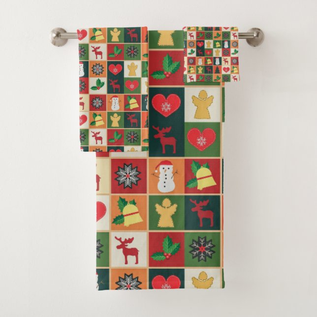 Elegant Colourful Christmas Pattern | Bath Towel (Insitu)
