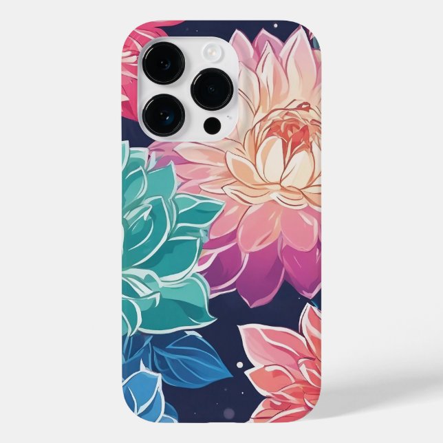 Elegant Colourful Dahlia Flowers on Dark Backgroun Case-Mate iPhone Case (Back)