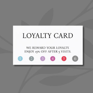Elegant Colourful Dots White Bold Beauty Salon Loyalty Card