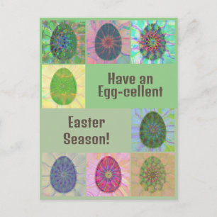 Elegant Colourful Eggs Abstract Art Easter Postcar Postcard
