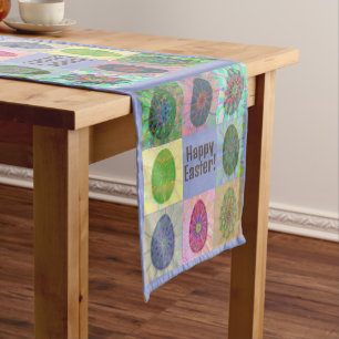 Elegant Colourful Eggs Abstract Art Easter Short Table Runner