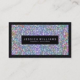 Elegant Colourful Faux Glitter & Sparkles Print Business Card