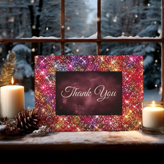 Elegant colourful faux Glitter Thank You Card (Creator Uploaded)