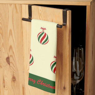 Elegant Colourful Festive Winter Christmas Ball Tea Towel