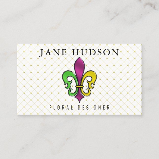 Elegant Colourful Fleur de Lis Design Business Car Business Card (Front)