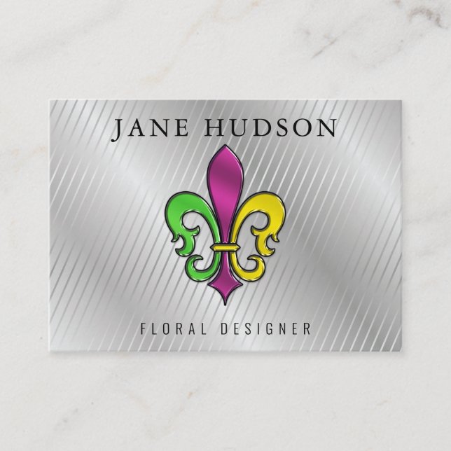 Elegant Colourful Fleur de Lis Design Business Car Business Card (Front)