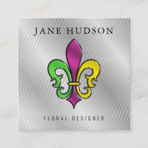 Elegant Colourful Fleur de Lis Design Business Car Square Business Card