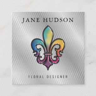 Elegant Colourful Fleur de Lis Design Business Car Square Business Card