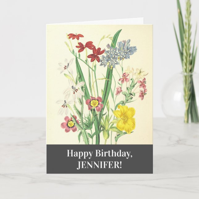 Elegant, Colourful Floral Happy Birthday Card (Front)