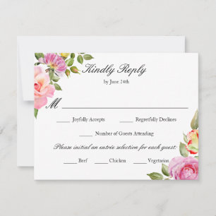 Elegant Colourful Floral Meal Choice RSVP Card